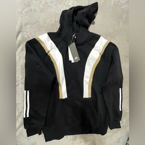 Adidas Black Hoodie with Gold and White Accents